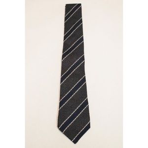 BRUNELLO CUCINELLI Tie Necktie Grey Navy Stripes 100% Silk Made in Italy